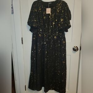 Black Dress with Gold Star Pattern